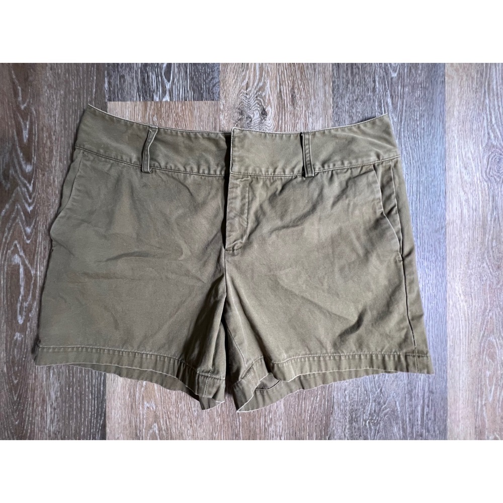 Banana Republic Shorts Womens 14 Olive Green Cotton Chino Mid Rise Casual 2286